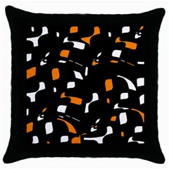 Orange, Black And White Pattern Throw Pillow Case (black) by Valentinaart