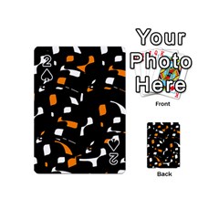 Orange, Black And White Pattern Playing Cards 54 (mini)  by Valentinaart