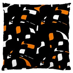 Orange, Black And White Pattern Large Cushion Case (one Side) by Valentinaart