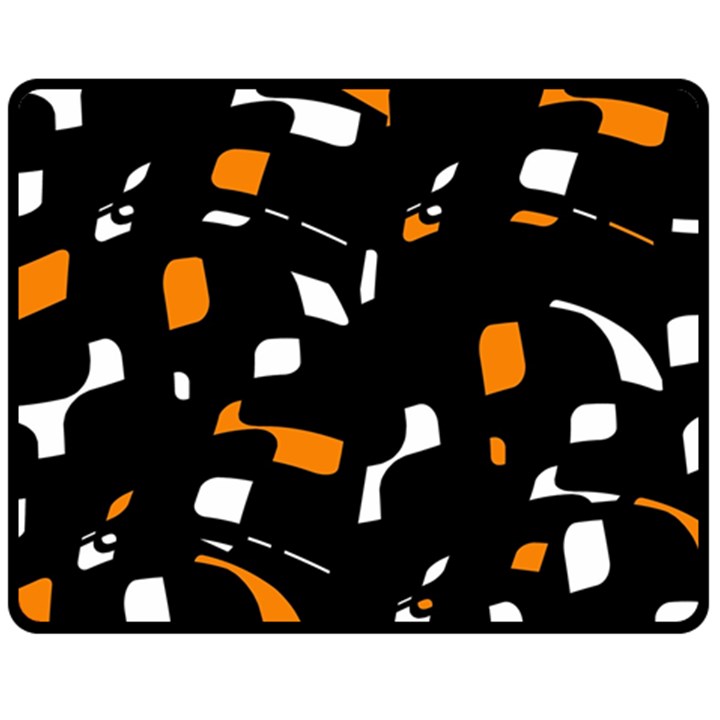 Orange, black and white pattern Double Sided Fleece Blanket (Medium) 