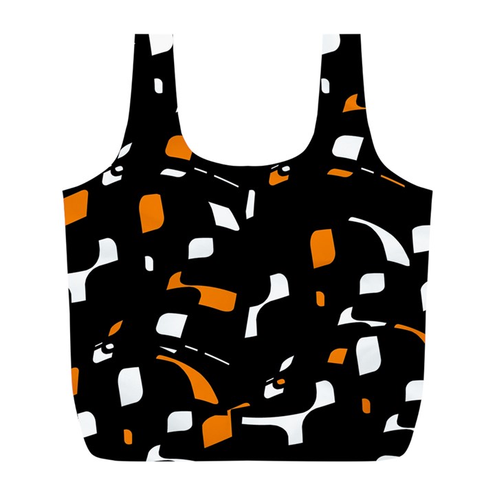 Orange, black and white pattern Full Print Recycle Bags (L) 