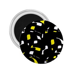 Yellow, Black And White Pattern 2 25  Magnets by Valentinaart