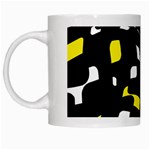 Yellow, black and white pattern White Mugs Left
