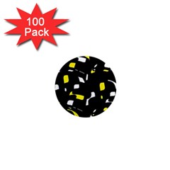 Yellow, Black And White Pattern 1  Mini Magnets (100 Pack)  by Valentinaart