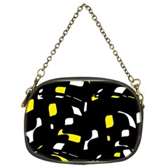 Yellow, Black And White Pattern Chain Purses (one Side)  by Valentinaart
