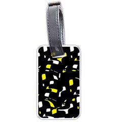 Yellow, Black And White Pattern Luggage Tags (one Side)  by Valentinaart