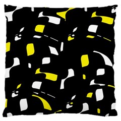 Yellow, Black And White Pattern Large Cushion Case (two Sides) by Valentinaart