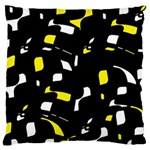 Yellow, black and white pattern Large Flano Cushion Case (Two Sides) Back