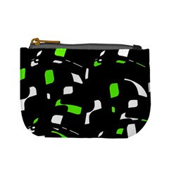 Green, Black And White Pattern Mini Coin Purses by Valentinaart