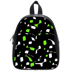 Green, Black And White Pattern School Bags (small)  by Valentinaart