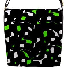 Green, Black And White Pattern Flap Messenger Bag (s) by Valentinaart