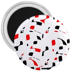 White, Red And Black Pattern 3  Magnets