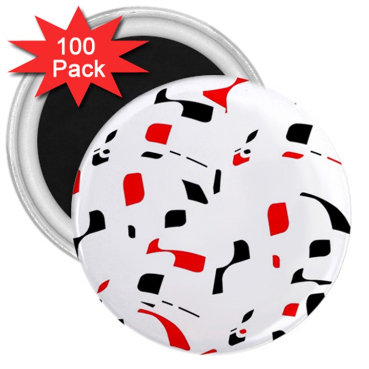 White, red and black pattern 3  Magnets (100 pack)