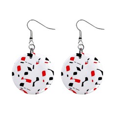 White, Red And Black Pattern Mini Button Earrings by Valentinaart