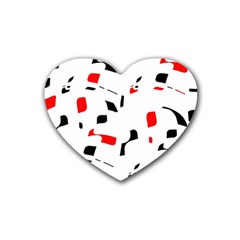 White, Red And Black Pattern Heart Coaster (4 Pack)  by Valentinaart