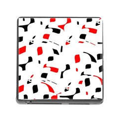 White, Red And Black Pattern Memory Card Reader (square) by Valentinaart