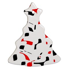 White, Red And Black Pattern Christmas Tree Ornament (2 Sides) by Valentinaart