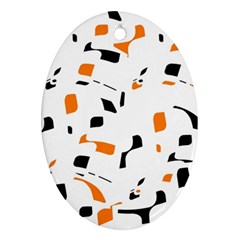 Orange, White And Black Pattern Oval Ornament (two Sides) by Valentinaart