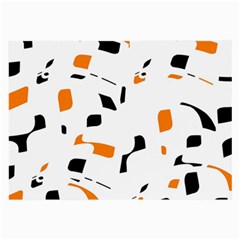 Orange, White And Black Pattern Large Glasses Cloth by Valentinaart