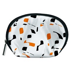 Orange, White And Black Pattern Accessory Pouches (medium)  by Valentinaart