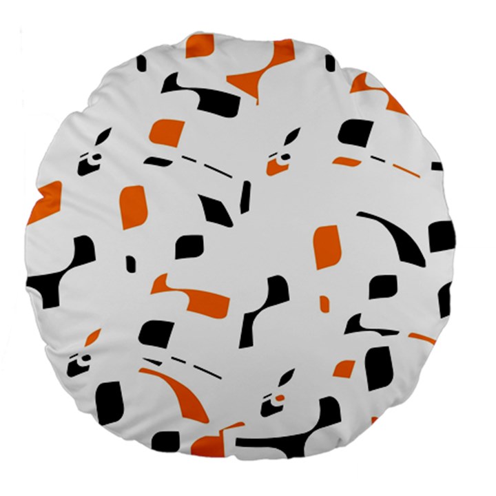 Orange, white and black pattern Large 18  Premium Flano Round Cushions