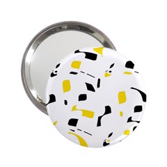 Yellow, Black And White Pattern 2 25  Handbag Mirrors by Valentinaart