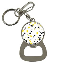 Yellow, Black And White Pattern Bottle Opener Key Chains by Valentinaart