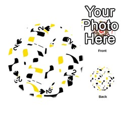 Yellow, Black And White Pattern Playing Cards 54 (round)  by Valentinaart
