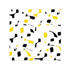 Yellow, Black And White Pattern Small Satin Scarf (square) by Valentinaart