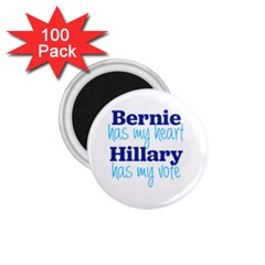 Bernie Has My Heart, Hillary Has My Vote 1 75  Button Magnet (100 Pack)