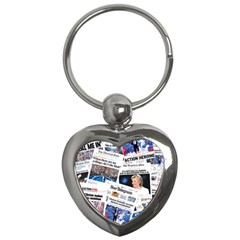 Hillary 2016 Historic Newspaper Collage Key Chains (heart)  by blueamerica