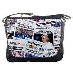 Hillary 2016 Historic Newspaper Collage Messenger Bags by blueamerica