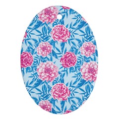 Blue & Pink Floral Ornament (oval)  by TanyaDraws