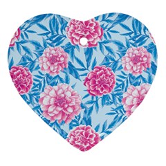 Blue & Pink Floral Ornament (heart)  by TanyaDraws