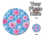 Blue & Pink Floral Multi-purpose Cards (Round)  Front 16