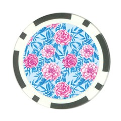 Blue & Pink Floral Poker Chip Card Guards (10 Pack) 