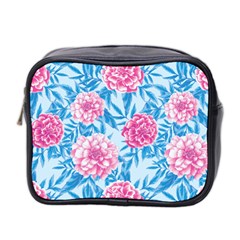 Blue & Pink Floral Mini Toiletries Bag 2-side by TanyaDraws