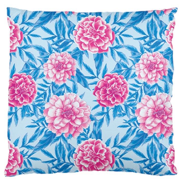 Blue & Pink Floral Large Cushion Case (Two Sides)