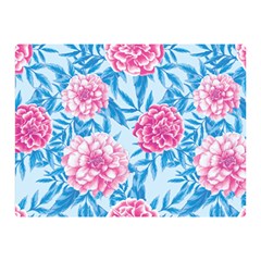 Blue & Pink Floral Double Sided Flano Blanket (mini)  by TanyaDraws