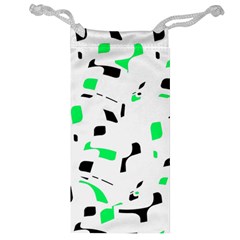 Green, Black And White Pattern Jewelry Bags by Valentinaart