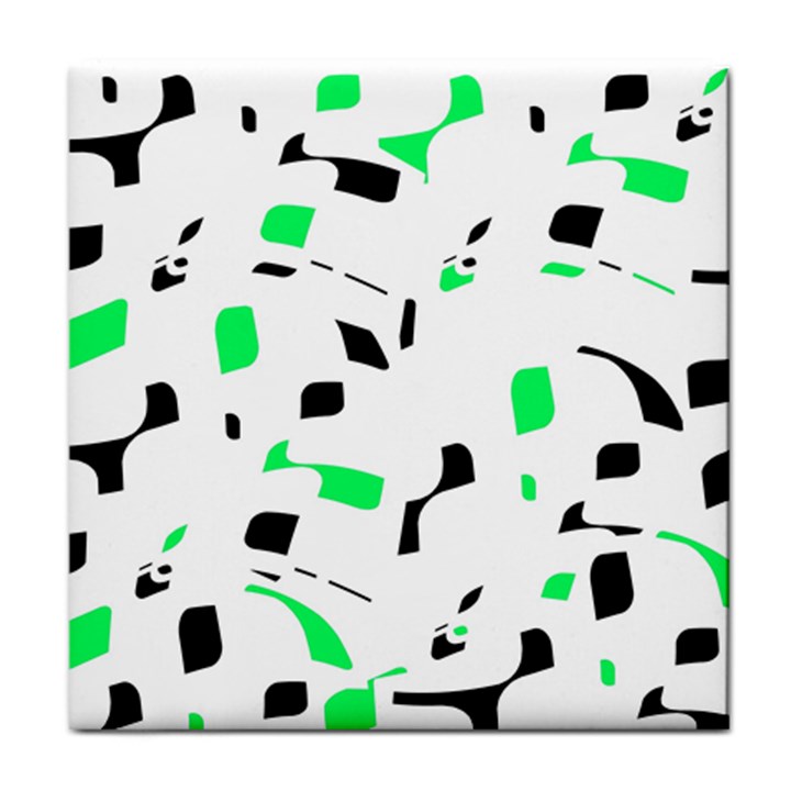 Green, black and white pattern Face Towel