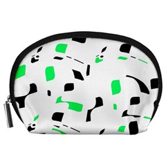 Green, Black And White Pattern Accessory Pouches (large)  by Valentinaart