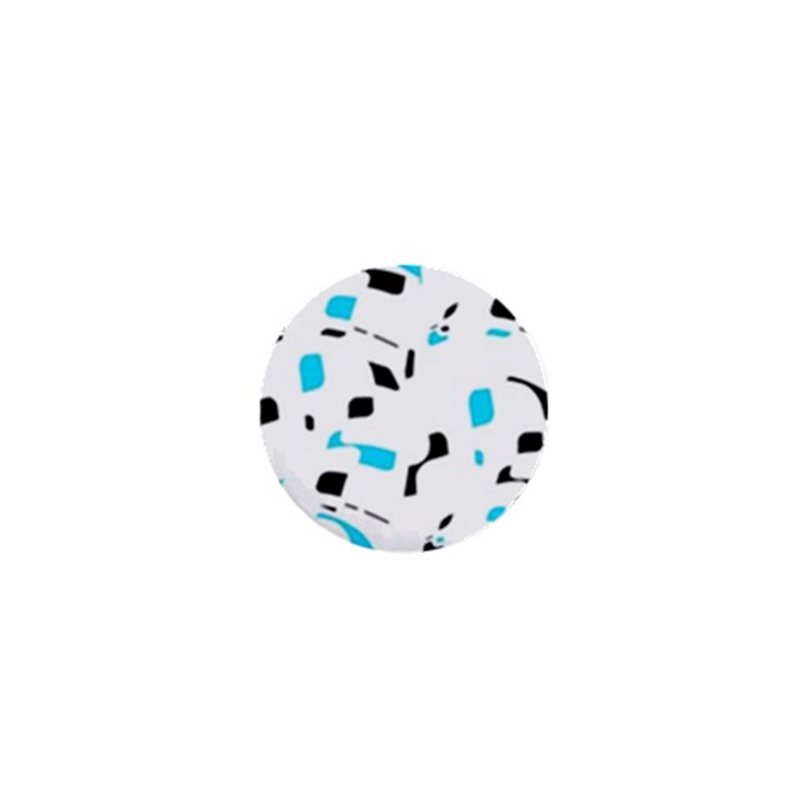 Blue, black and white pattern 1  Mini Buttons