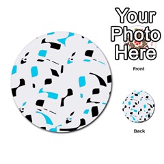 Blue, Black And White Pattern Multi-purpose Cards (round)  by Valentinaart