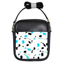 Blue, Black And White Pattern Girls Sling Bags