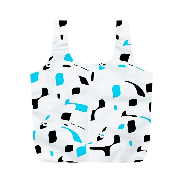 Blue, black and white pattern Full Print Recycle Bags (M) 