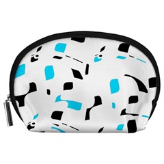Blue, Black And White Pattern Accessory Pouches (large)  by Valentinaart