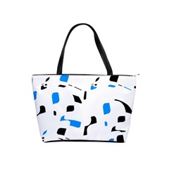 Blue, Black And White Pattern Shoulder Handbags by Valentinaart