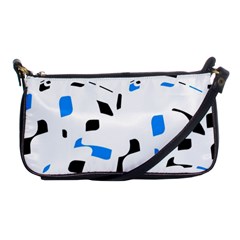 Blue, Black And White Pattern Shoulder Clutch Bags by Valentinaart