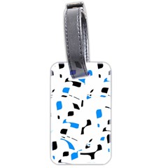 Blue, Black And White Pattern Luggage Tags (two Sides) by Valentinaart